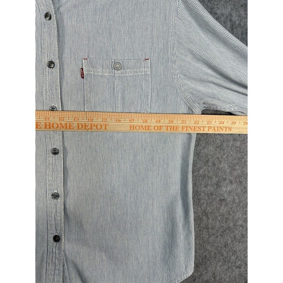 Vintage Levi’s Button Up Denim Shirt Women's Large 90s Striped Heavyweight - Picture 9 of 12
